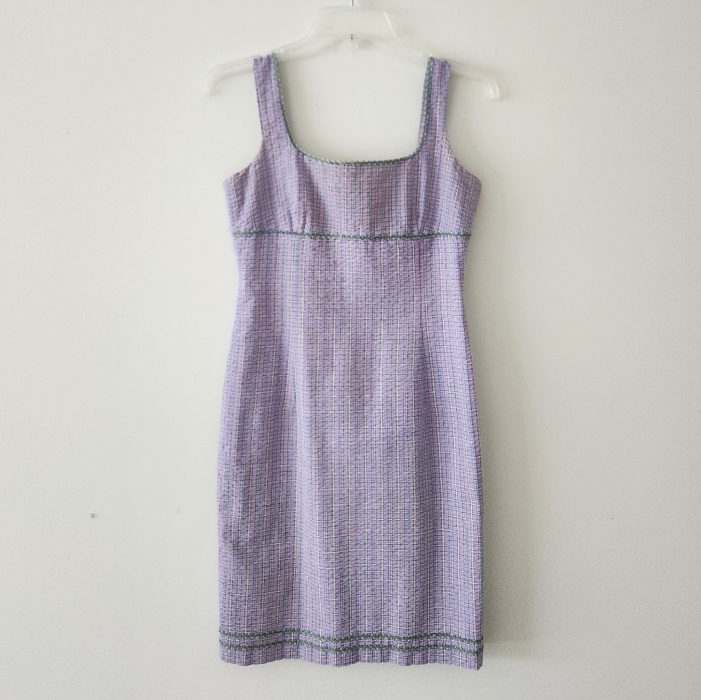 Isabel Ardee Vintage Y2K Plaid Sheath Mini Dress Pastel Purple 2P